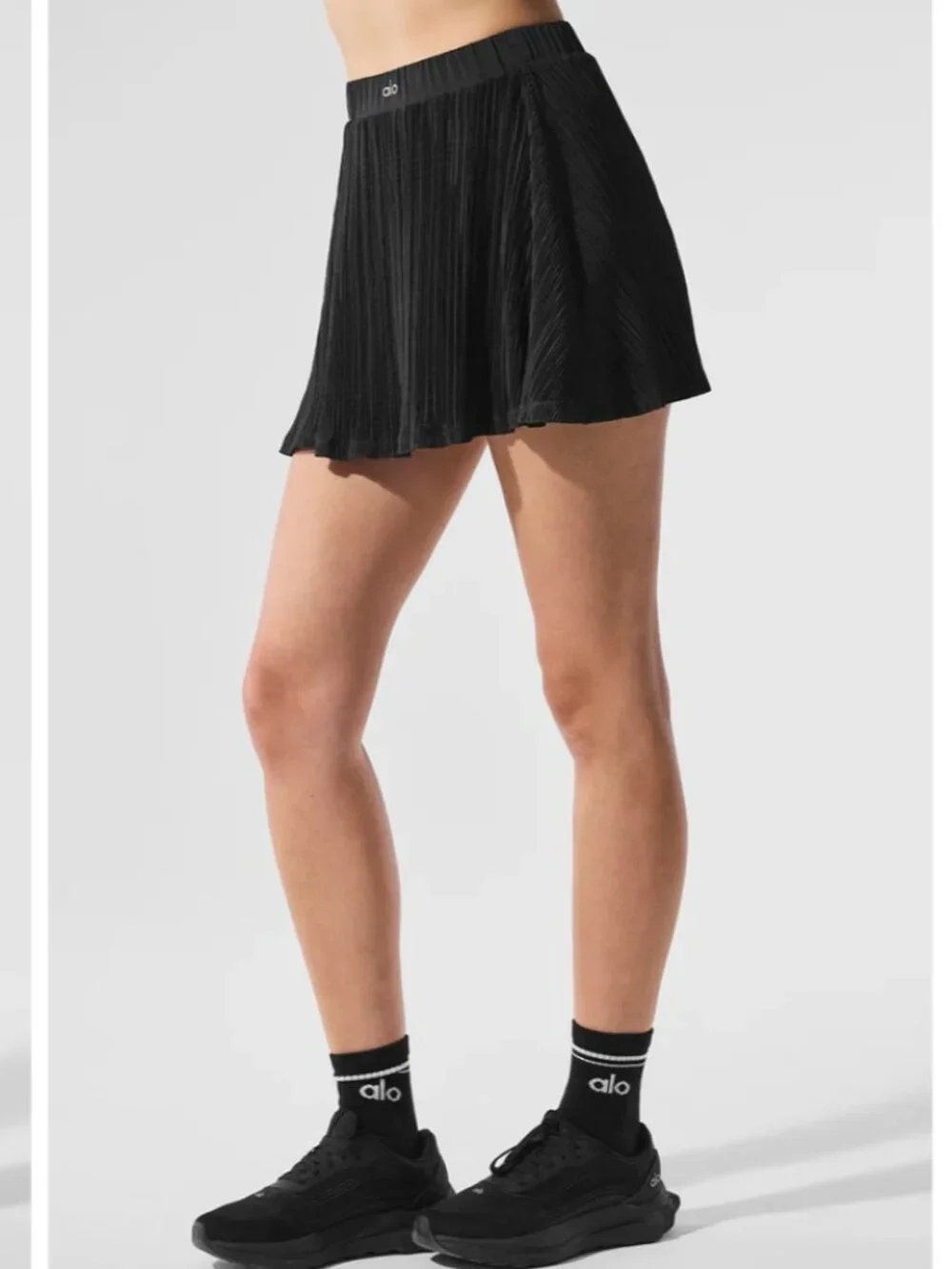 EUC ALO Yoga Micro Plisse Tennis Skirt Skort Black Women's XS *See Measurements